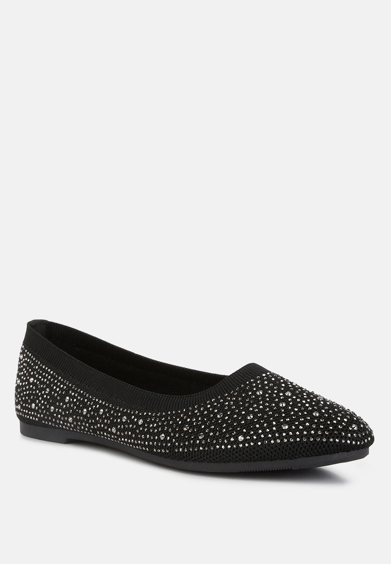 Splash Rhinestones Embellished Ballet Flats - Tigbul's Variety Fashion Shop