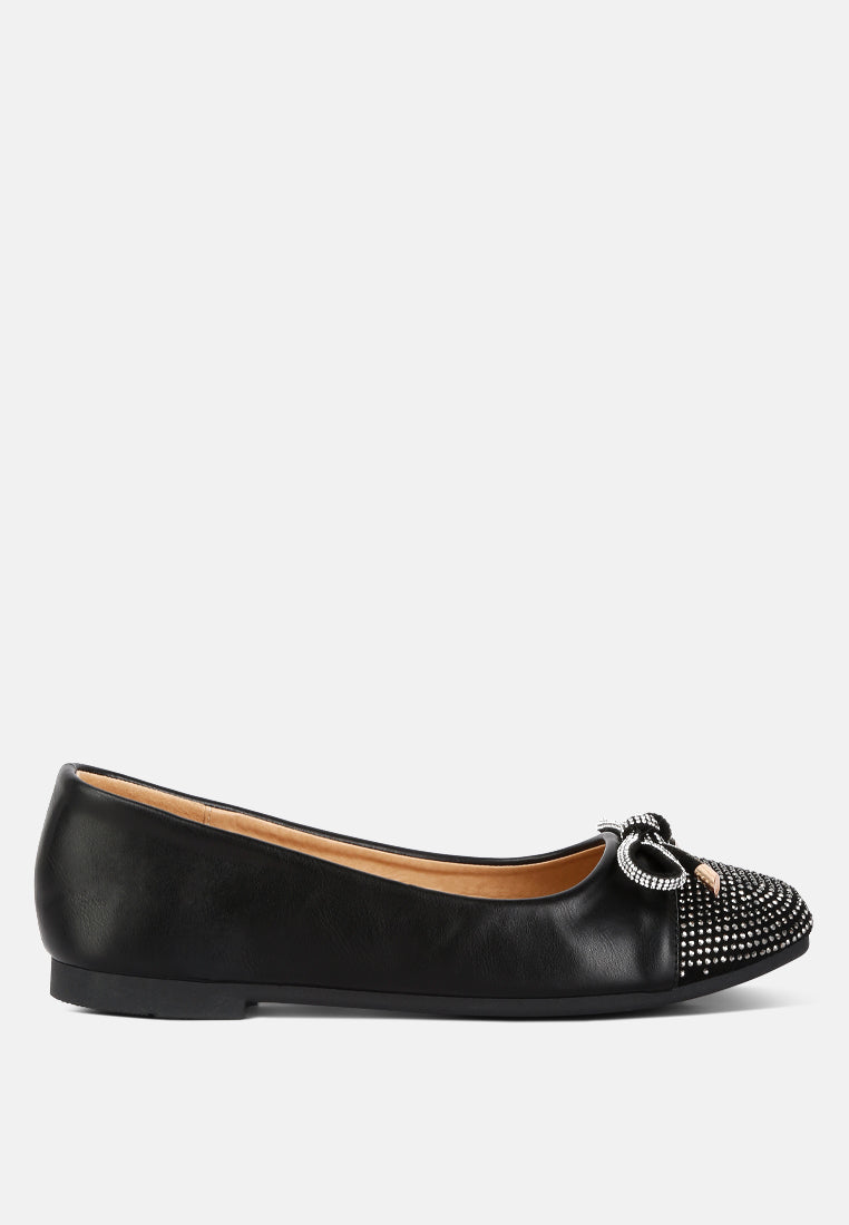 Aine Rhinestones Embellished Toe Cap Ballerinas - Tigbul's Variety Fashion Shop
