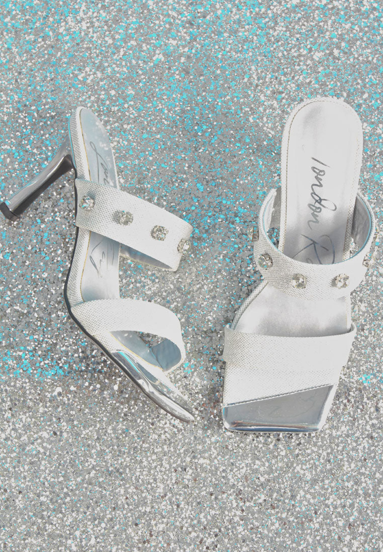 Edm Queen Diamante Embellished Glitter Sandals - Tigbul's Variety Fashion Shop