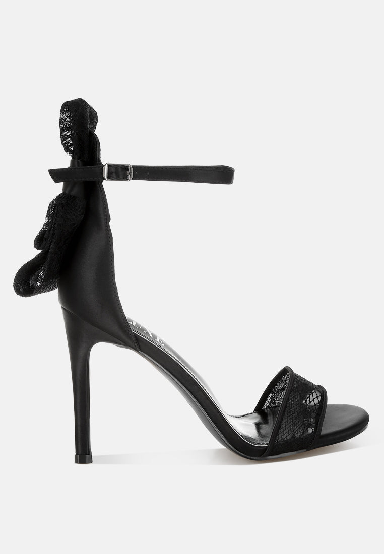 Delancy Bow Detail Lace Stiletto Sandals - Tigbul's Variety Fashion Shop