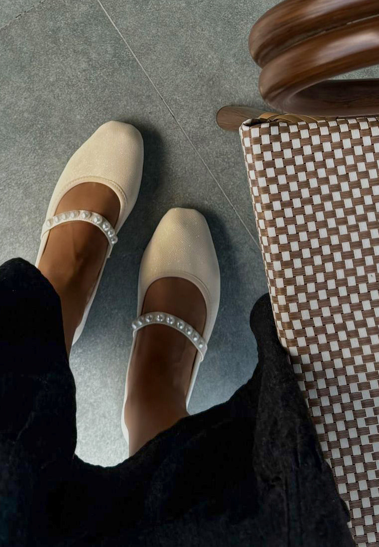Sassie Pearl Embellished Ballerina Flats - Tigbul's Variety Fashion Shop