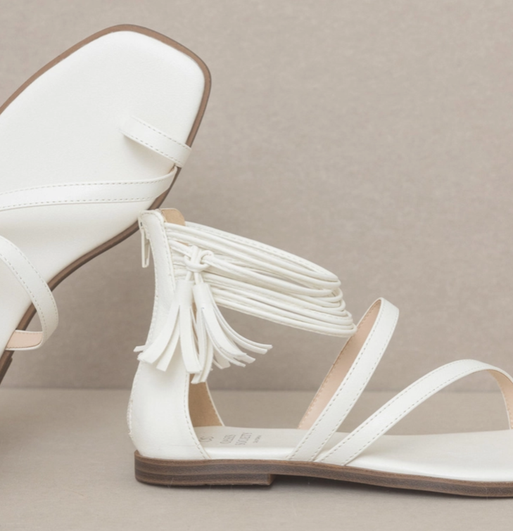 Oasis Society - Abril White Strappy Ankle Wrap Sandal - Tigbuls Variety Fashion