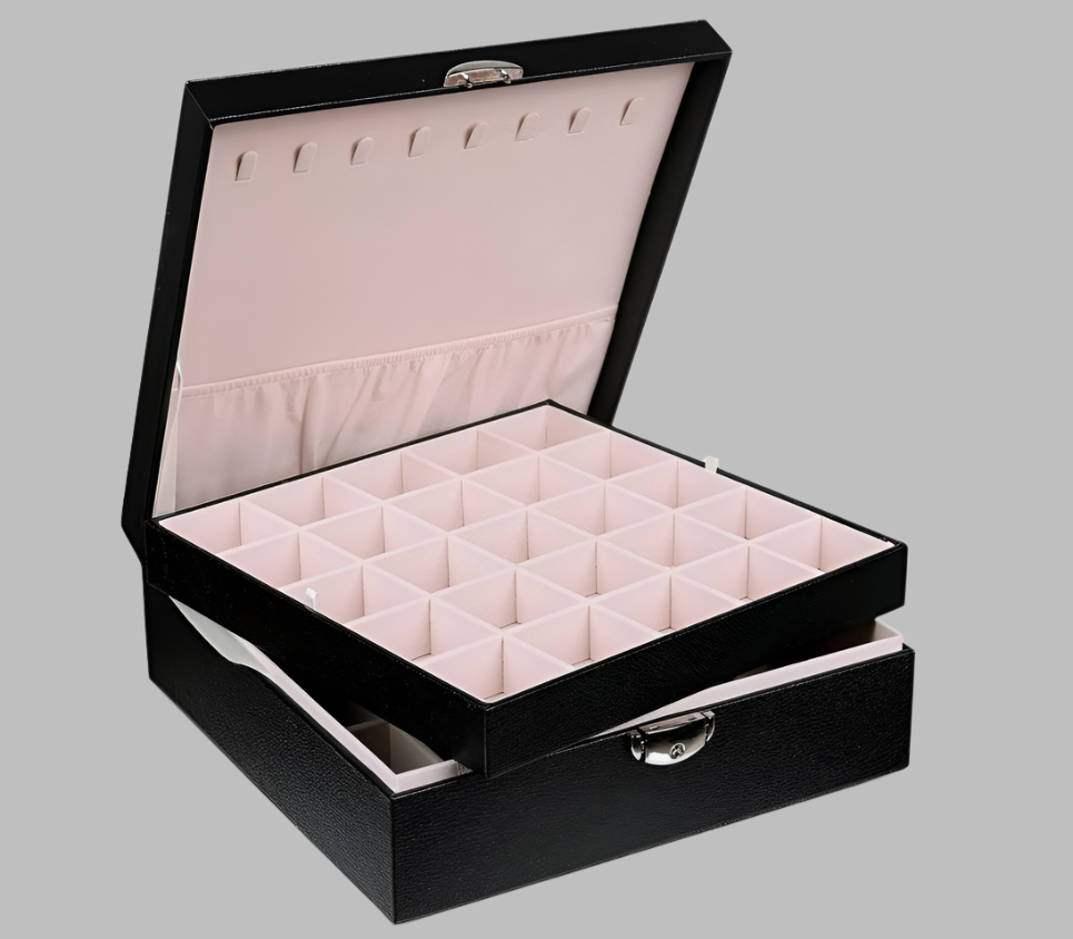 Earrings Jewelry Box Women 50 Slots Organizer, Black Gift Idea - Tigbul's Variety Fashion Shop