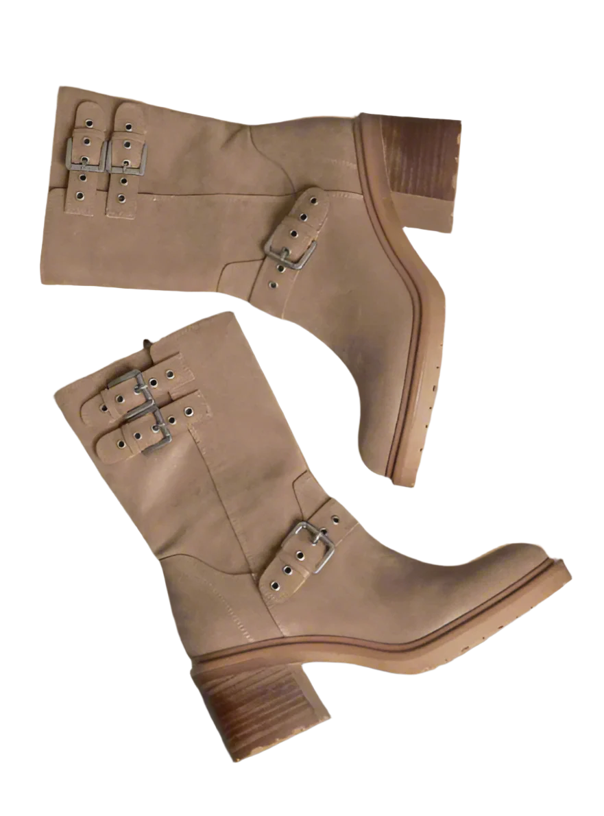 Oasis Society - Rider Boots with Buckles, Taupe | Tigbuls Variety