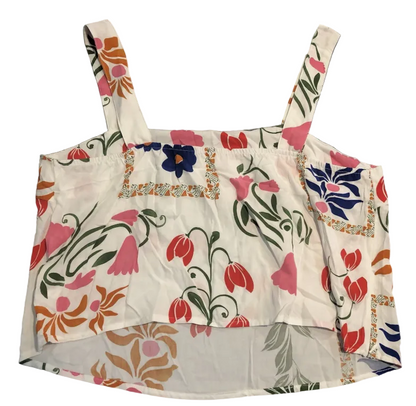 Size Large White Printed Square Neck Top and Pants Set - Tigbul's Variety Fashion Shop