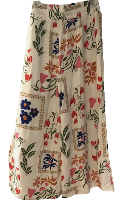 Size Large White Printed Square Neck Top and Pants Set - Tigbul's Variety Fashion Shop