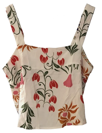 Size Large White Printed Square Neck Top and Pants Set - Tigbul's Variety Fashion Shop