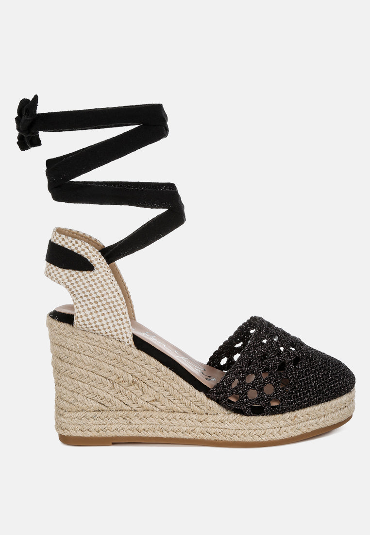 Sea Breeze Woven Lace-Up Espadrille Wedges - Tigbul's Variety Fashion Shop
