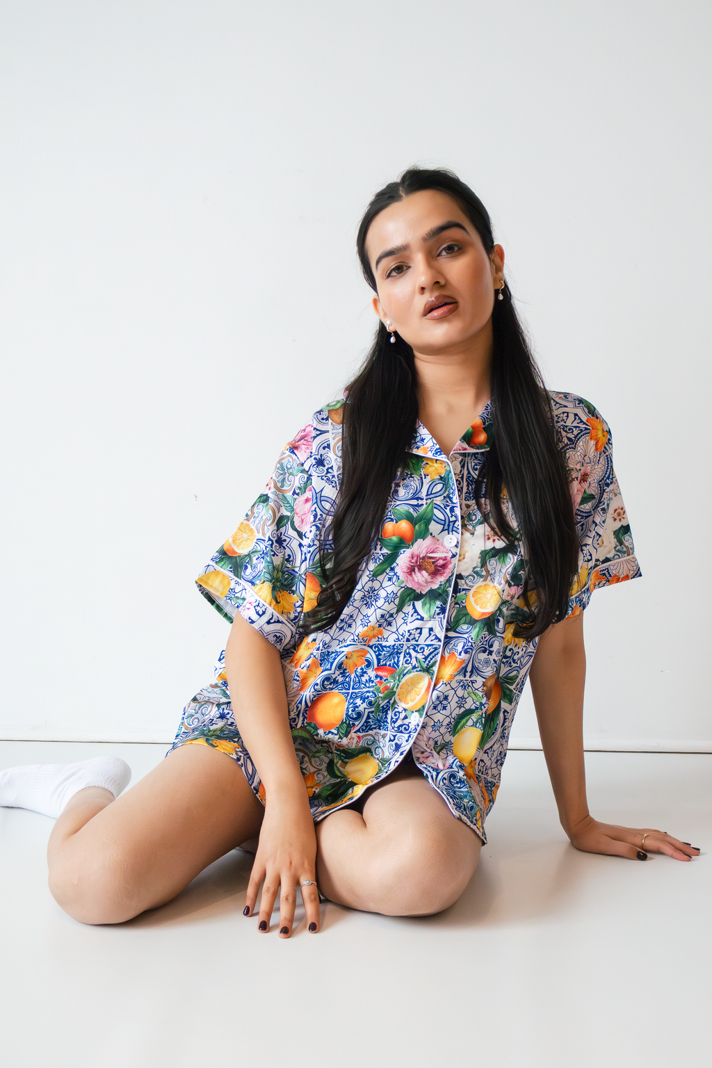 Sicilian Fruit Satin Pajamas - Tigbul's Variety Fashion Shop