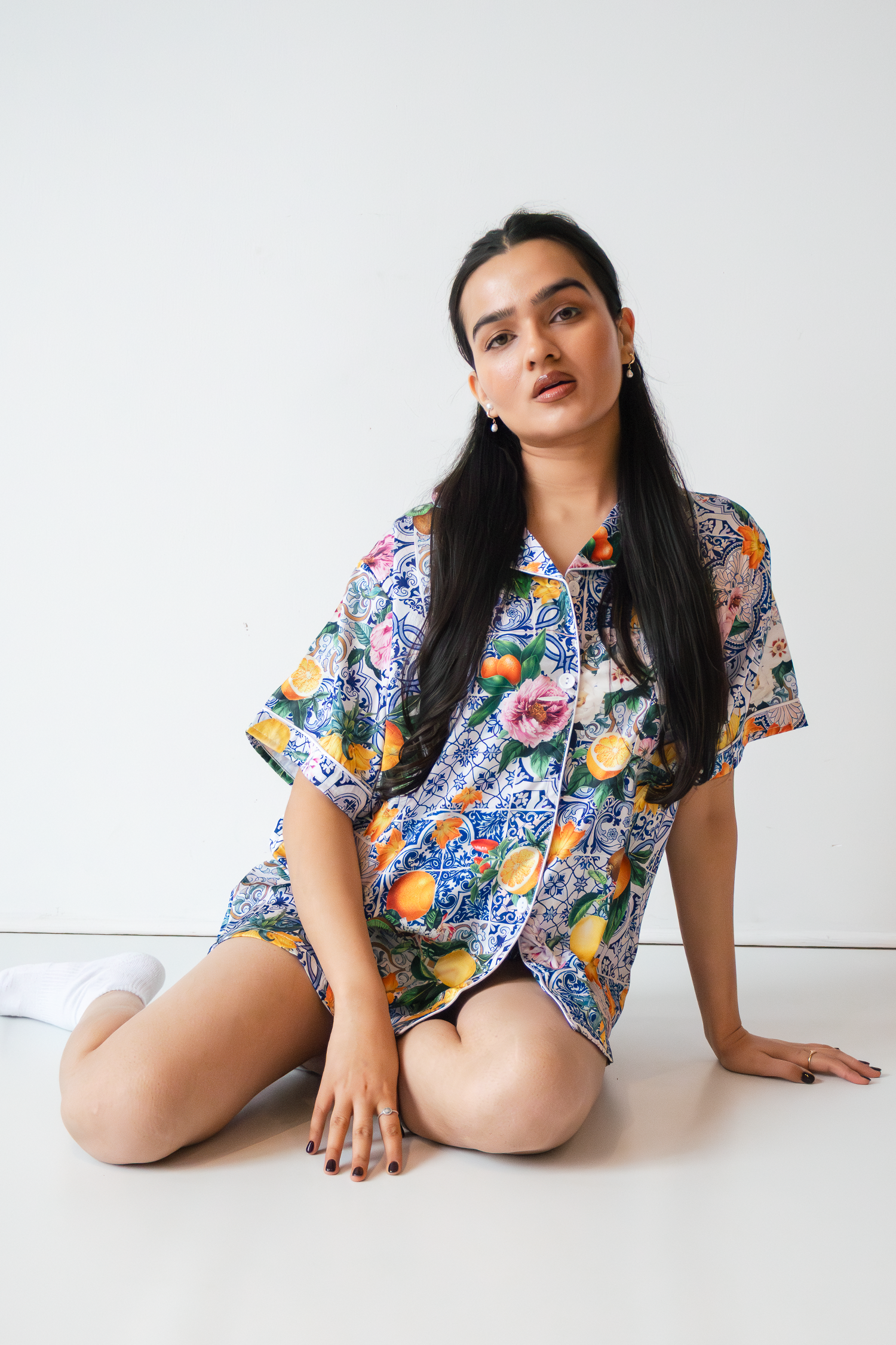 Sicilian Fruit Satin Pajamas - Tigbul's Variety Fashion Shop