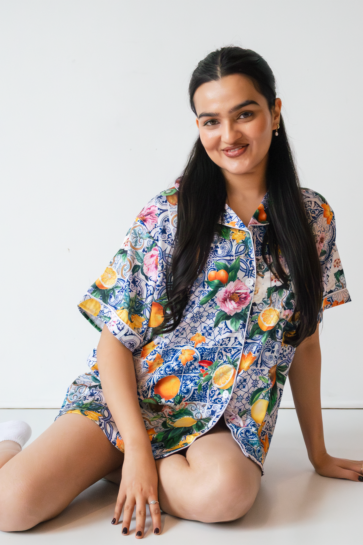 Sicilian Fruit Satin Pajamas - Tigbul's Variety Fashion Shop