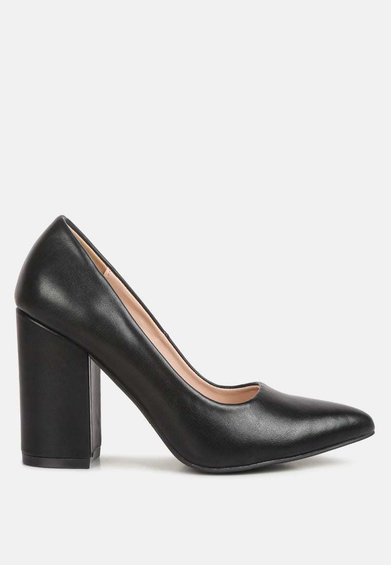 Zhuri Faux Leather Solid Block Heel Pumps - Tigbul's Variety Fashion Shop