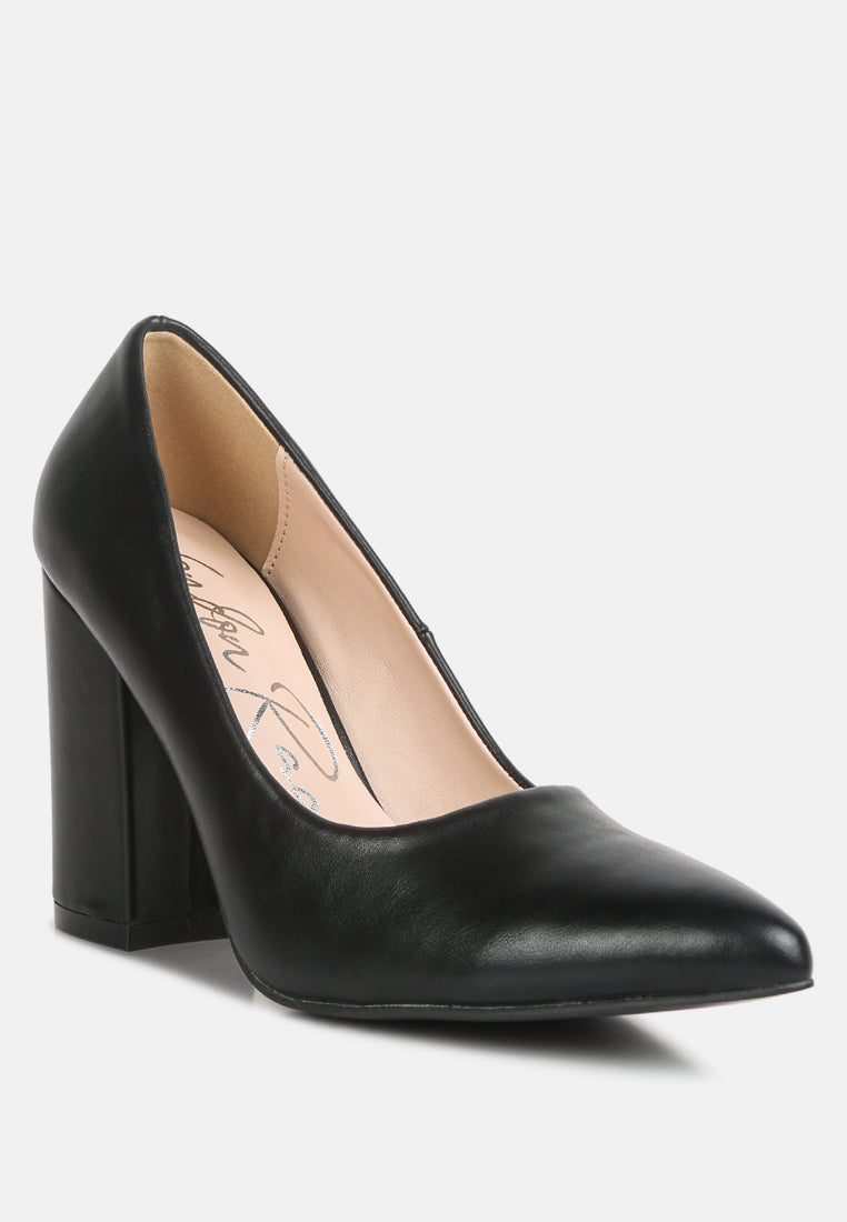 Zhuri Faux Leather Solid Block Heel Pumps - Tigbul's Variety Fashion Shop
