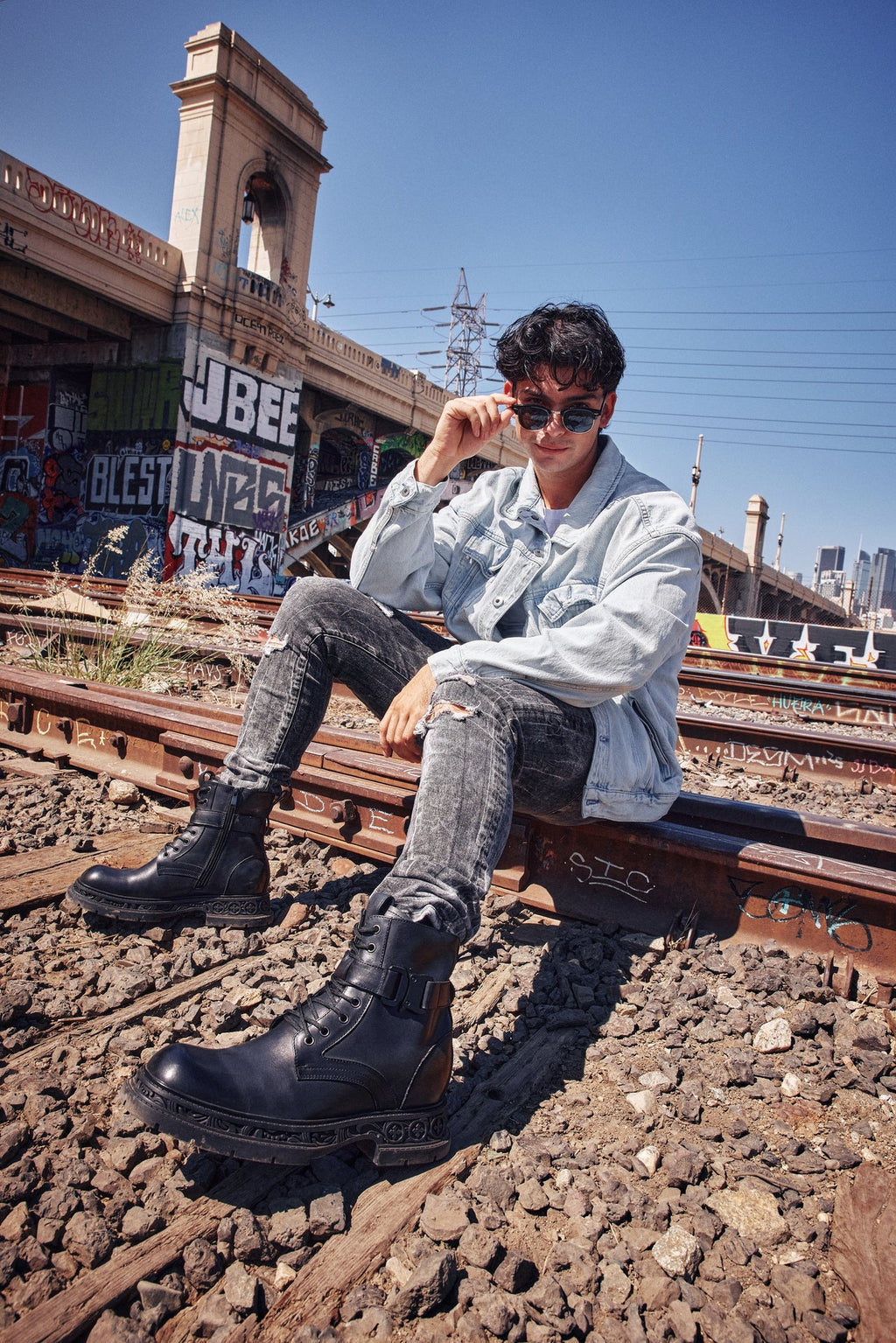 TOTO - W0661 - 3.2 Inches Taller (Black) - Chunky Sole Biker Style High Top Zipper Boot - Tigbul's Variety Fashion Shop