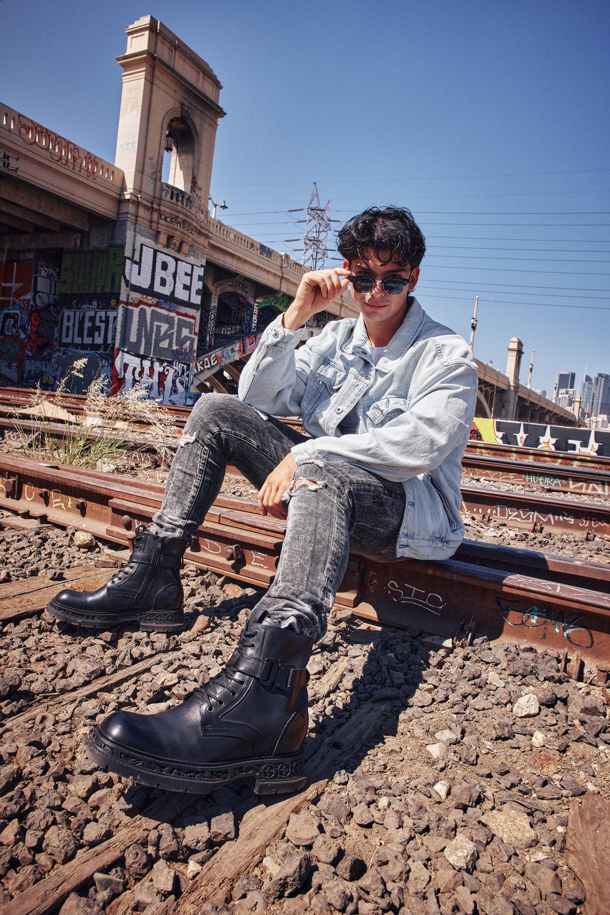 TOTO - W0661 - 3.2 Inches Taller (Black) - Chunky Sole Biker Style High Top Zipper Boot - Tigbul's Variety Fashion Shop