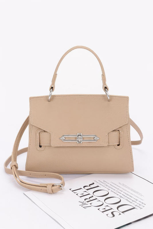 Faux Leather Top Handle Flap Bag - Tigbul's Variety Fashion Shop
