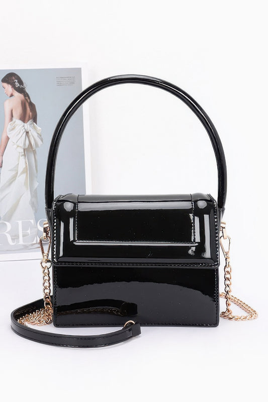 Enamel Top Handle Flap Bag - Tigbul's Variety Fashion Shop