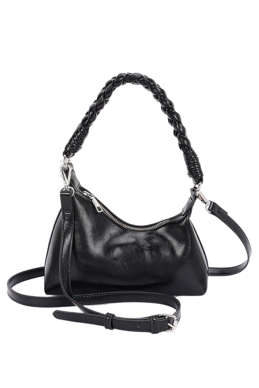 Faux Leather Braided Strap Shoulder Bag - Tigbul's Variety Fashion Shop
