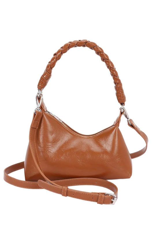 Faux Leather Braided Strap Shoulder Bag - Tigbul's Variety Fashion Shop