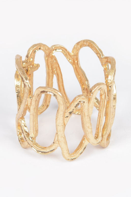 Cast Metal Spring Hinge Cuff Bracelet - Tigbul's Variety Fashion Shop