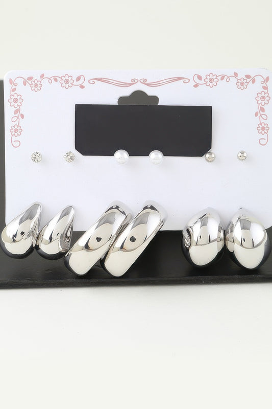 Multi Shiny Modern Hoop Earrings Set - Tigbul's Variety Fashion Shop