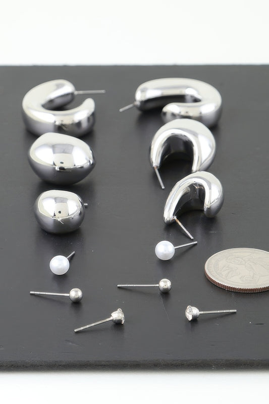 Multi Shiny Modern Hoop Earrings Set - Tigbul's Variety Fashion Shop