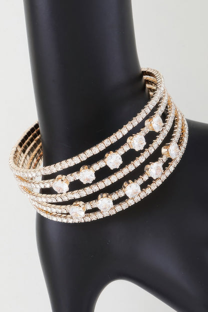 Multi Jeweled Cuff Bracelet - Tigbul's Variety Fashion Shop