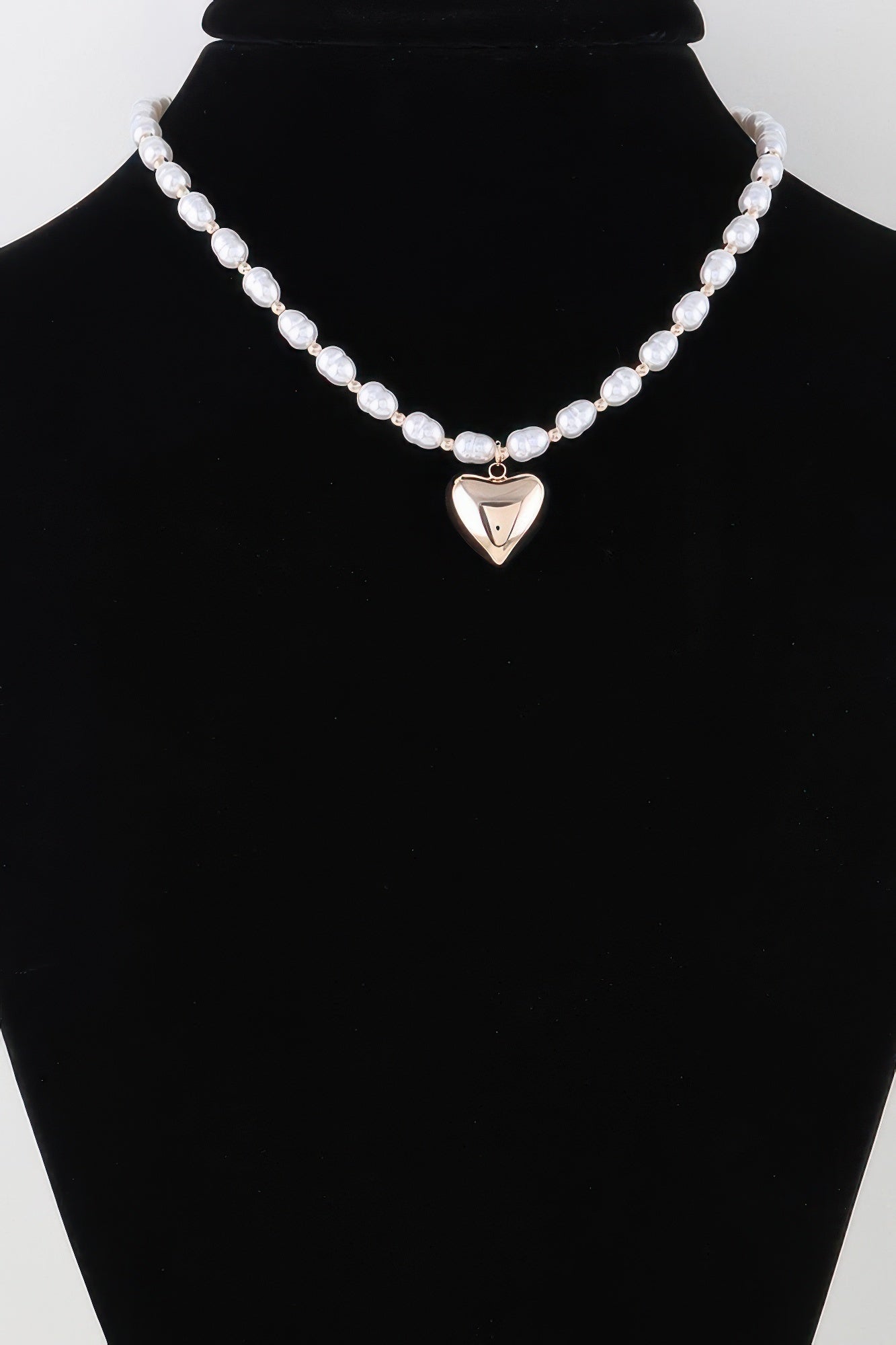 Shiny Heart Pearl Beaded Necklace - Tigbul's Variety Fashion Shop