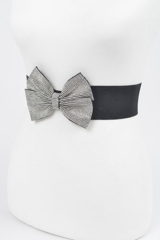 Rhinestone Ribbon Elastic Belt - Tigbul's Variety Fashion Shop