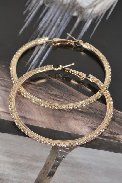 5cm Double Rhinestone Hoop Earrings - Tigbul's Variety Fashion Shop