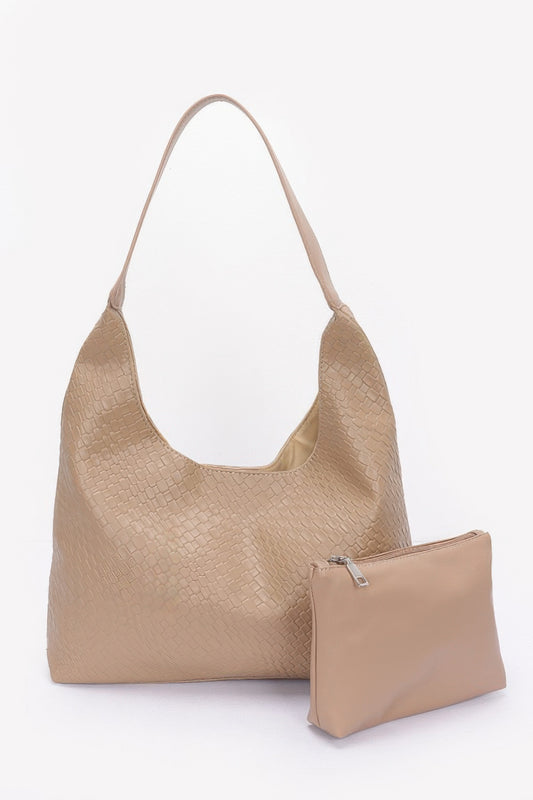 Embossed Faux Leather Shoulder Bag - Tigbul's Variety Fashion Shop