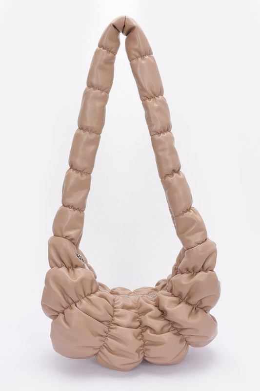 Pleated Faux Leather Crossbody Bag - Tigbul's Variety Fashion Shop