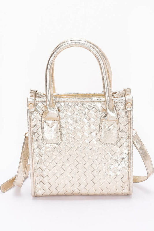 Metallic Braided Tote Bag - Tigbul's Variety Fashion Shop
