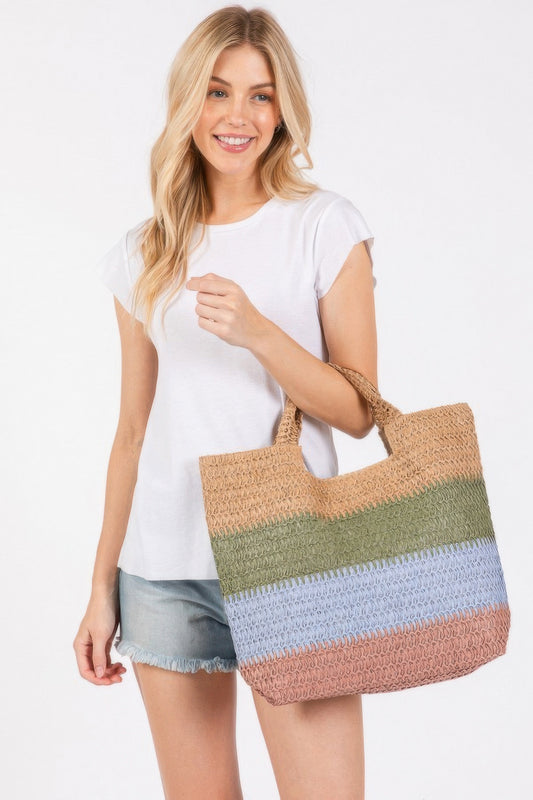 Multi Color Stripe Tote Bag - Tigbul's Variety Fashion Shop