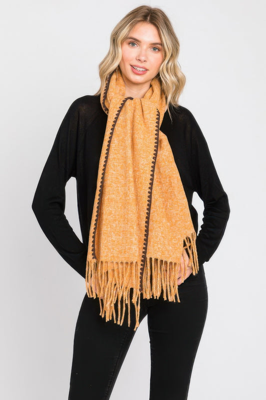Textured Solid Fringe Scarf - Tigbul's Variety Fashion Shop