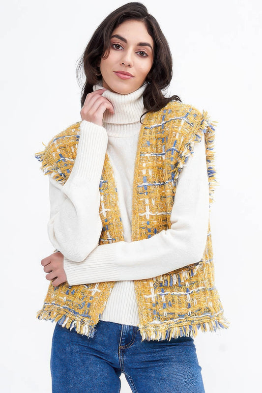 Plaid Tweed Vest - Tigbul's Variety Fashion Shop