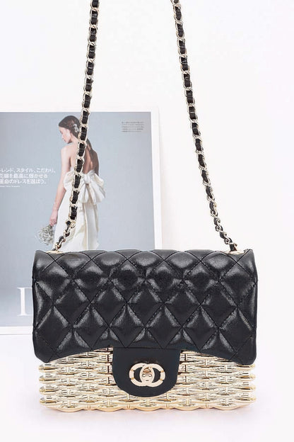 Metallic Acrylic Flap Bag - Tigbul's Variety Fashion Shop