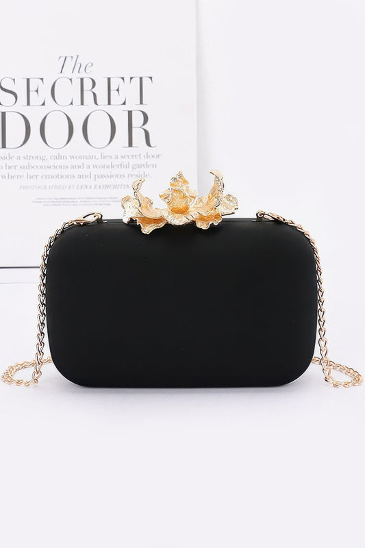 Big Metal Flower Satin Case Bag - Tigbul's Variety Fashion Shop