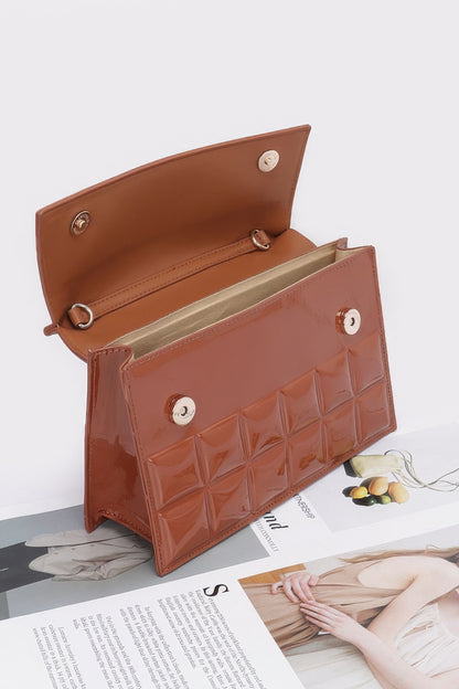 Embossed Enamel Top Handle Bag - Tigbul's Variety Fashion Shop