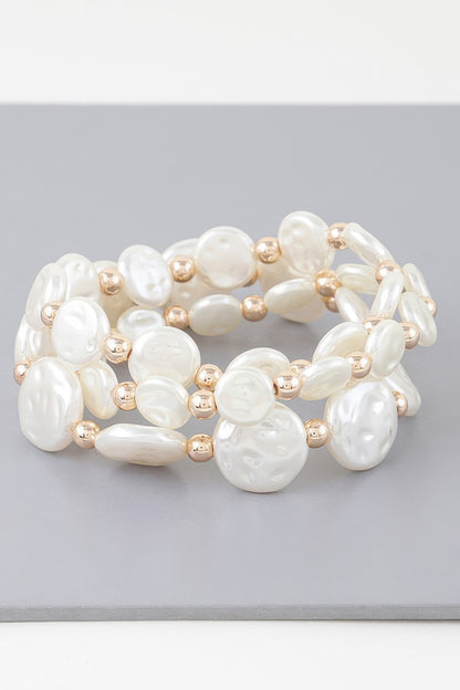 Triple Pearl Stone Beaded Bracelet - Tigbul's Variety Fashion Shop