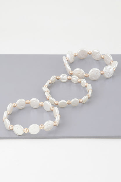 Triple Pearl Stone Beaded Bracelet - Tigbul's Variety Fashion Shop
