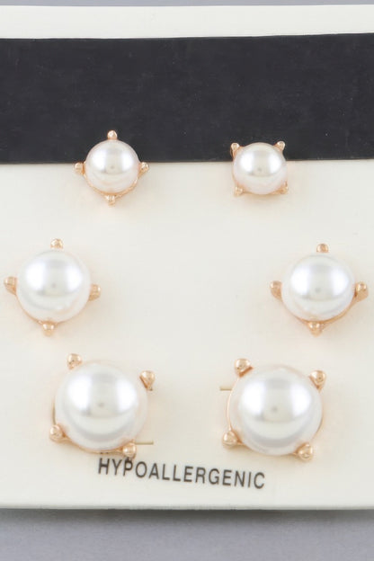 Multi Pearl Stud Earrings Set - Tigbul's Variety Fashion Shop