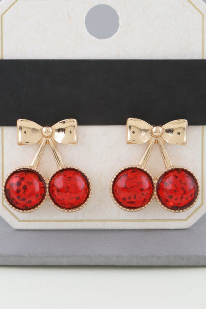 Sequin Cherry Ribbon Earrings - Tigbul's Variety Fashion Shop