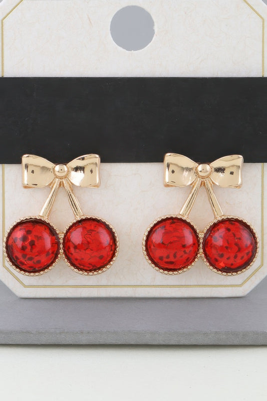 Sequin Cherry Ribbon Earrings - Tigbul's Variety Fashion Shop