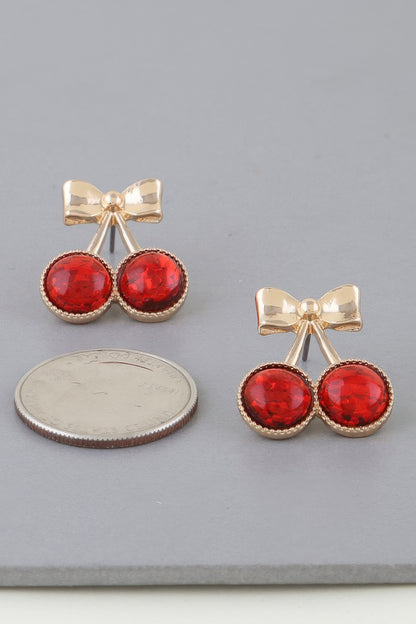 Sequin Cherry Ribbon Earrings - Tigbul's Variety Fashion Shop
