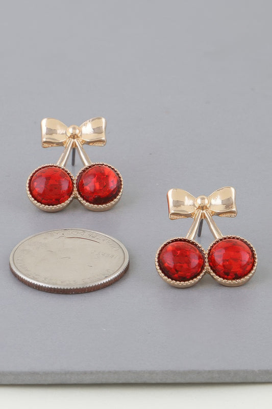 Sequin Cherry Ribbon Earrings - Tigbul's Variety Fashion Shop