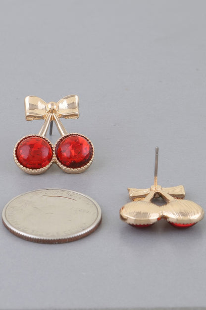 Sequin Cherry Ribbon Earrings - Tigbul's Variety Fashion Shop