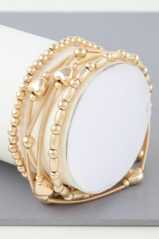 Multi Heart Coil Beaded Bracelet - Tigbul's Variety Fashion Shop
