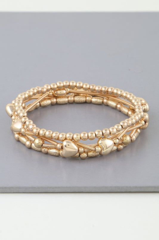 Multi Heart Coil Beaded Bracelet - Tigbul's Variety Fashion Shop