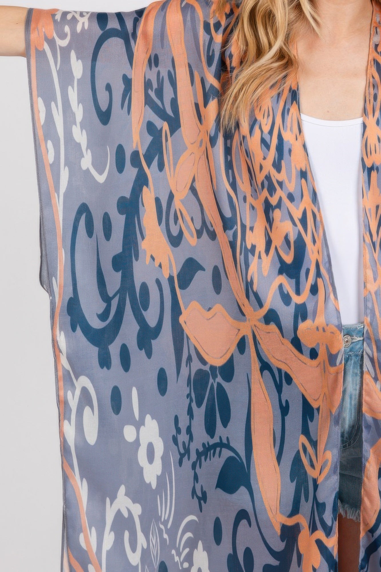 Boho Print Open Front Long Kimono - Tigbul's Variety Fashion Shop